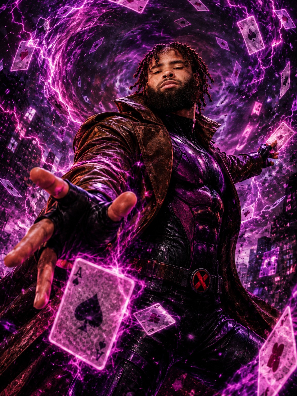 Purple cosmic character portrait example