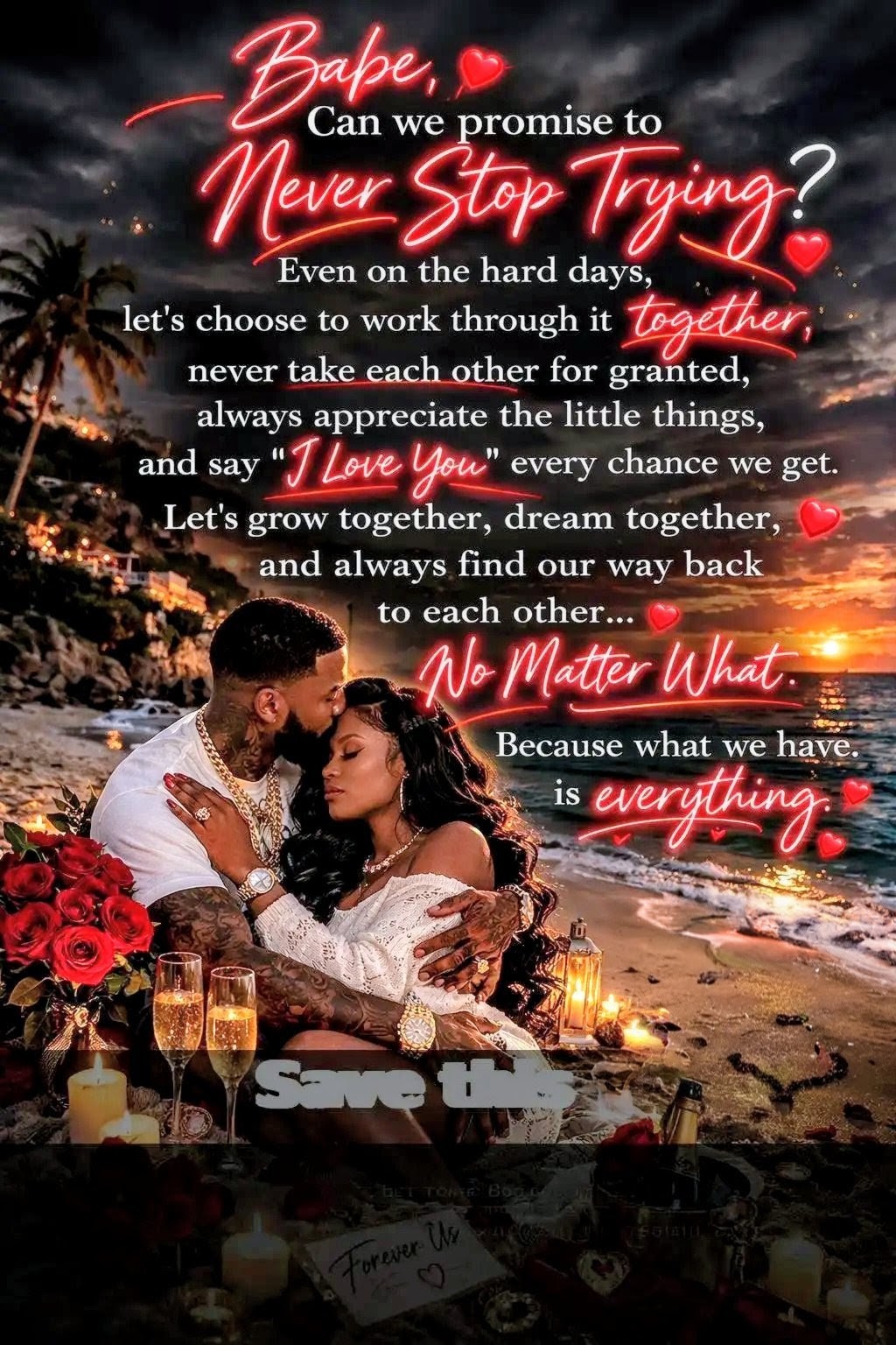 Romantic beach message flyer example